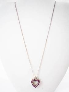Sterling Silver Natural Ruby Heart Pendant Necklace - 16-Inch Chain