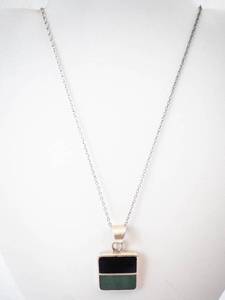 Black & Green Onyx Sterling Silver Necklace - 18-Inch Chain