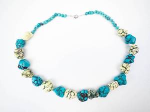 Turquoise Bead Necklace with Cream Matrix Beads - 20-Inch