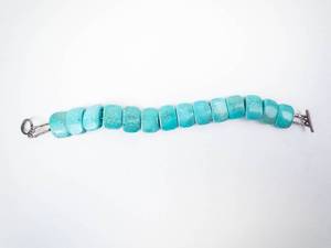Simulated Turquoise Bead Bracelet with Silver-Tone Clasp