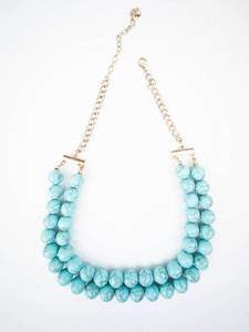 BAUBLERAR Simulated Turquoise Bead Necklace - Double Strand, 15 to 20 Inches