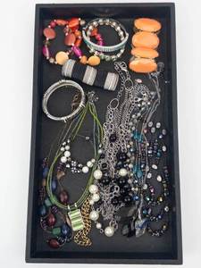 Assorted Costume Jewelry - Bracelets, Necklaces & Beads Tray