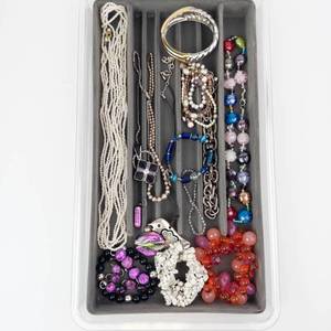Assorted Costume Jewelry Tray - Pearl and Bead Necklaces, Bracelets & Accessories