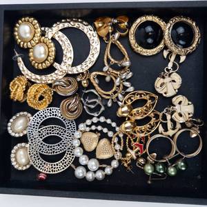 Assorted Gold-Tone Costume Jewelry Lot - Pearls, Beads & Black Stone Accents