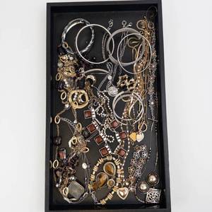 Assorted Costume Jewelry - Gold-Tone & Silver-Tone Necklaces, Bracelets & Rings