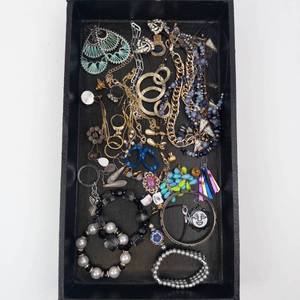 Assorted Costume Jewelry Lot - Bracelets, Necklaces, Earrings & Charms