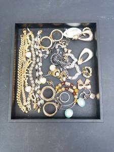 Assorted Costume Jewelry Lot - Bracelets, Necklaces, Rings & Earrings