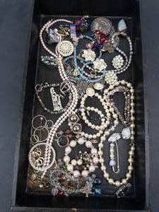 Assorted Pearl Bead Jewelry Mix - Necklaces, Bracelets, Rings, Earrings & Brooches