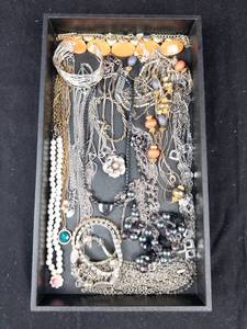 Assorted Costume Jewelry Lot - Necklaces, Bracelets & Beads in Mixed Metals