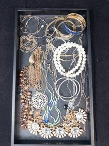Assorted Costume Jewelry Lot - Necklaces, Bracelets, Earrings & Brooches