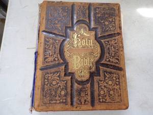 Vintage Holy Bible Dates inside cover 1876