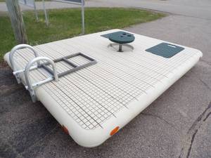 8x10  Otter Island Swim Raft with Ladder, Lounge Seats and Table