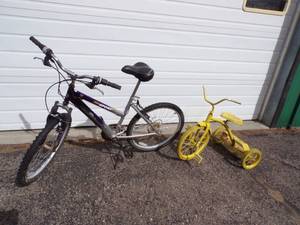 18 Speed bike and Yellow Tricycle