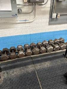 Exercise dumbbells with rack
