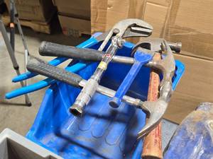 Lot of (6) Hand Tools - Claw Hammers (x3), 1-34 Chisel, Slide Lock Pliers, Torque Wrench