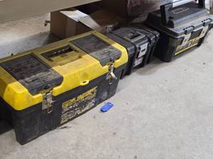 Lot of (3) Stanley (x2) and Husky (x1) Tool Boxes with Misc. Hand Tools and Hardwares