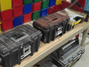 Husky 16 Tool Boxes (x2)  Stanley 16 Organizer with Assorted Hardwares
