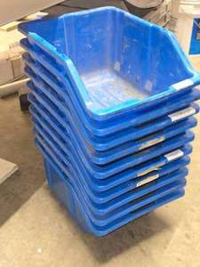 Lot of (10) Plastic Stackable Storage Bins 10 x 14 x 7