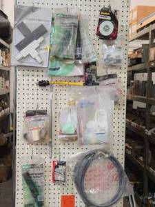 Pegboard Wall Lot - Lithonia Lighting Track Lighting T-Connector, Scotch Indoor Double Sided Mounting TapeEverbilt Neoprene Washers, Heavy Duty Extension Cord, Clips, Appliance Hoses, Misc. Hardware
