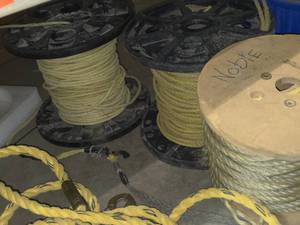 Lot of (3 Partial Spools) Polypropylene Braided Rope - 12 200 (x2 spools)  38 200 (x1 spool)