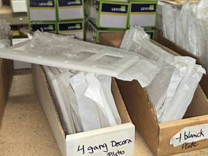 (9) Leviton Decora 4-gang Wall Plates  (5) 4-gang Blank Wall Plates White (in original packaging)
