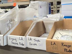 Lot of (47) L.A. Plates - Range and Dryer Ivory (x10), Single Decora (x25), 3-gang Ivory (x12)