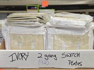 Lot of (92) 2-Gang Switch Plates - Ivory
