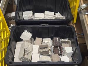 Lot of (2 Bins) Nail-On Gang Boxes (various sizes and quantities)