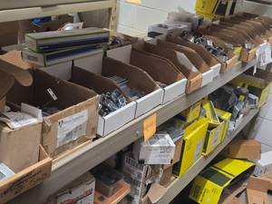 Lot of (1 Shelf) Hardwares, 2 Distribution Rings, Brackets (assorted)
