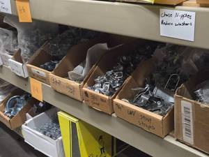Lot of (1 Shelf) Hardwares, Strut Straps, Nail In Straps, Screw Clamps, 1 Hole and 2 Hole EMT Strap,  (assorted)