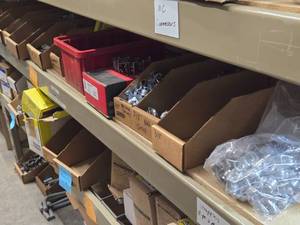 Lot of (1 Shelf) Hardwares, Strapping, Reducers, Bat Wings, Screw Clamp Straps  (assorted)