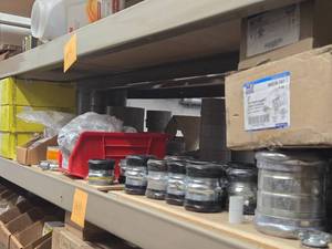 Lot of (1 Shelf) Hardwares, Couplers, Connectors, Lock Nuts, Cable Clips MCAC, Knock-out Seals (assorted)