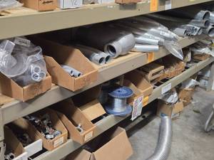 Lot of (2 Shelf) Hardwares, Metal Elbow Tubes, Lock Nuts (assorted)