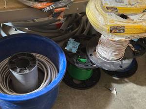 (3) Partial Spools of Wire, Tub of Conduit with Wire, Pack of Wire