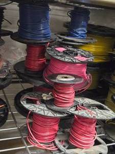 Lot of (8 Partial Spools) 12GA Wire (red, blue)
