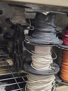 Lot of (9 Partial Spools) 12GA Wire (white, grey, black)