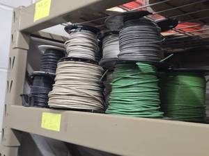 Lot of (12 Partial Spools) 14GA Wire (white, green, black)