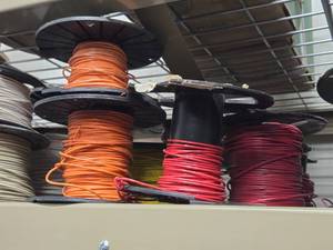 Lot of (8 Partial Spools) 16GA Wire (red, yellow, orange)