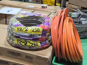 Lot of (2 Partial Bundles  1 Full Bundle) Wire - 122 Orange (x2)  Armorlite 122 Stranded Metal Clad Cable