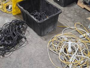 Lot of (3) Temporary Lighting String Lights - Black (x2)  Yellow (x1) - Various Lengths - ITEM HALTED - ITEM NO LONGER AVAILABLE - CONTACT AFFILAITE