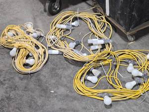 Lot of (3) Temporary Lighting String Lights - Yellow - Various Lengths - ITEM HALTED - ITEM NO LONGER AVAILABLE - CONTACT AFFILAITE