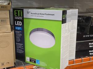 Lot of (5) ETI 11 Round Flush Mount Fixture Brushed Nickel