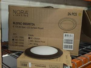 Lot of (24) Nora Lighting 6 T24 AC Opal LED Surface Mount Downlight NLOPAC-R6509T24 3000K Bronze