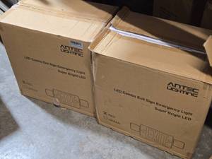 Lot of (2 Boxes) Antec Lighting LED combo EXIT Sign Emergency Light Super Bright LED 4-count ( 8 total items )