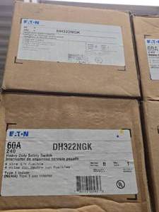 Lot of (2) Heavy Duty Safety Switch 60 Amp 240V 4-wire Eaton DH322NGK