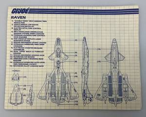 1986 GI Joe Cobra Night Raven S3P & Recon Jet Instructions Sheet