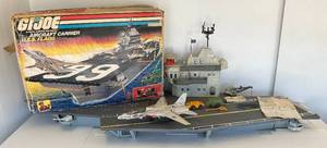 1985 GI Joe USS Flagg Aircraft Carrier Pre-Owned With Original Box (Box Beat Up And Some Pieces Missing) See Photos And 1983 Skystriker (Some Pieces Missing)