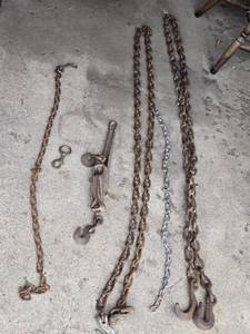 Heavy Duty Chains and Hooks including Load Binder, Tow Chain, and Grab Hooks