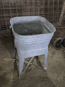Galvanized Wash Tub with Stand and Cast Iron Irons
