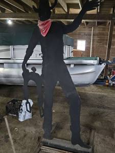 Steel Silhouette Cowboy with Stakes - 7 Tall